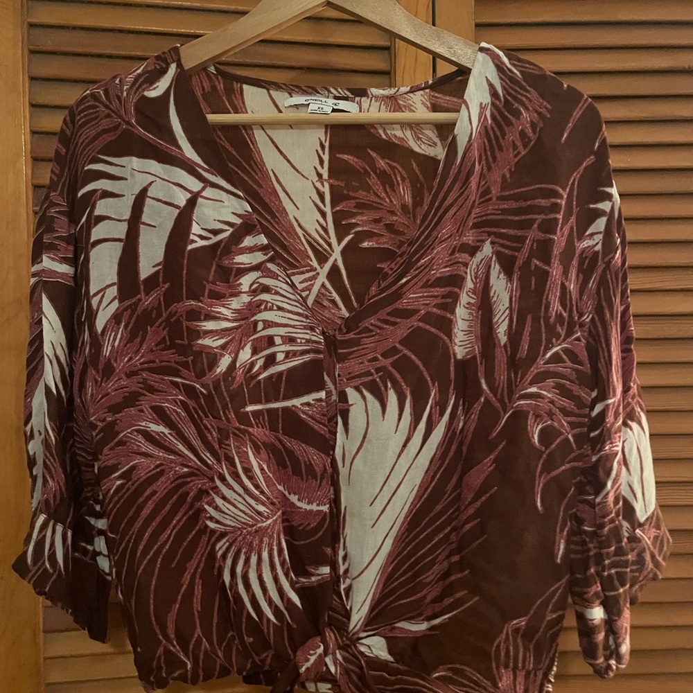 O'Neill Brown and Cream Tropical Blouse